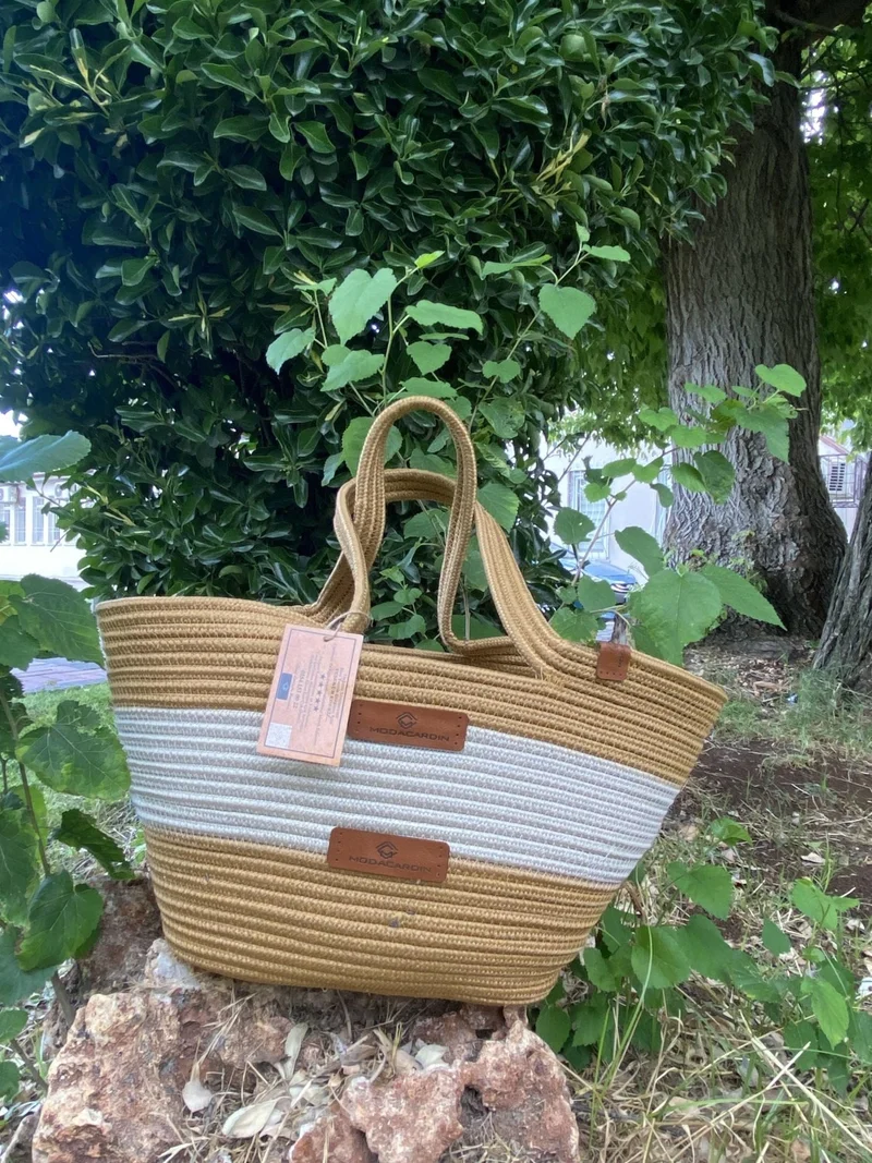 BDZ Deri Jute Straw Look Handbag Beach Bag Shoulder Bag