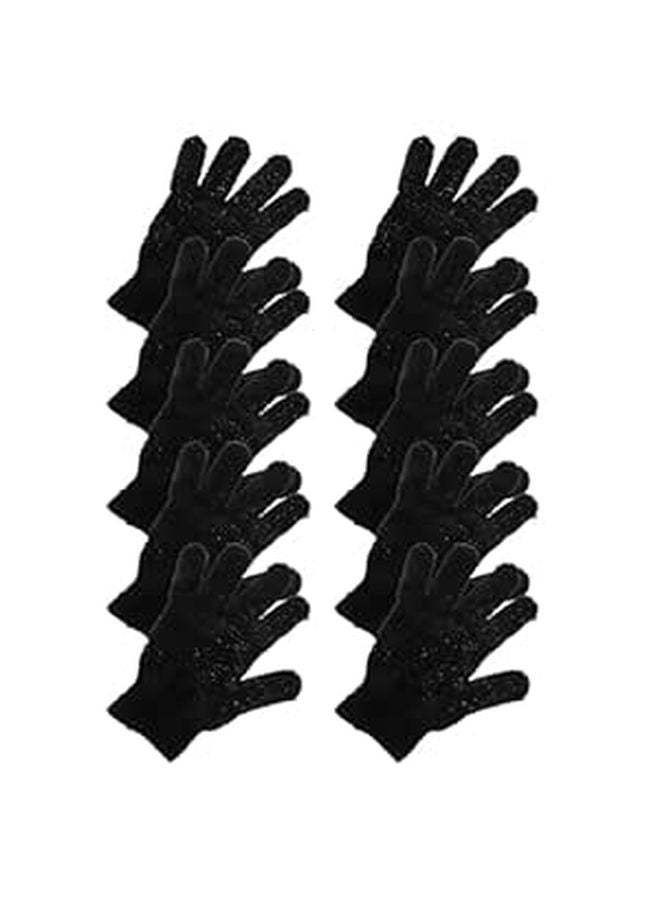 Double Sided Exfoliating Body Scrub Gloves Black 10 Pack Dead Skin Removal Bath Mittens - Image 1