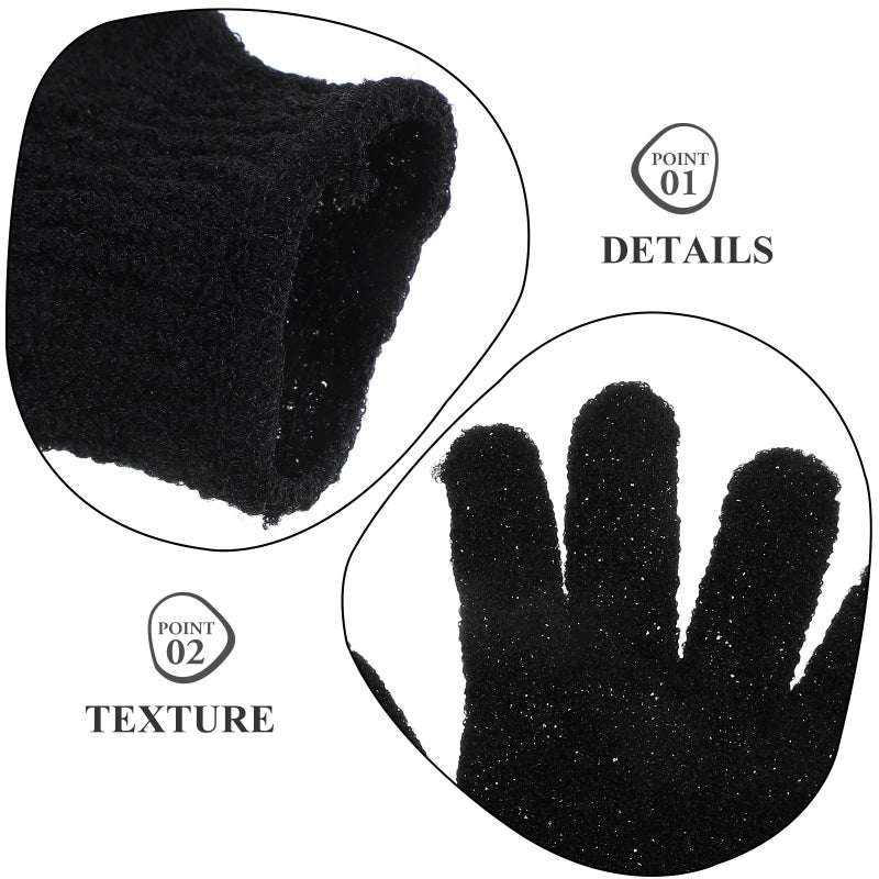Double Sided Exfoliating Body Scrub Gloves Black 10 Pack Dead Skin Removal Bath Mittens - Image 4