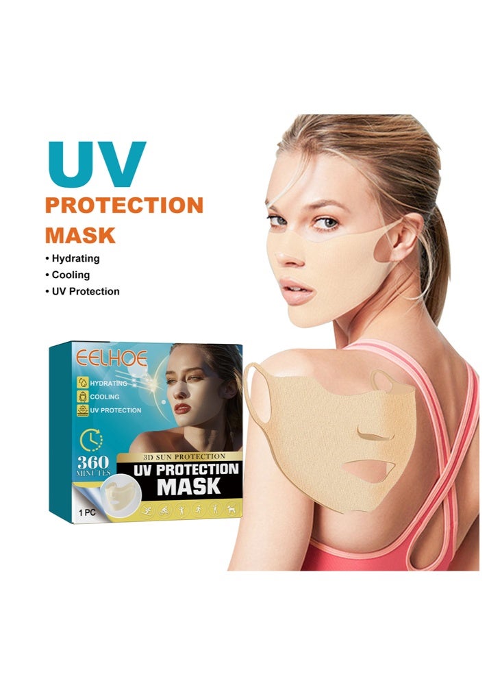 إيلهو قناع حماية من الأشعة فوق البنفسجية - واقي من الشمس ثلاثي الأبعاد، قناع وجه موضة جنون للأشعة فوق البنفسجية قابل للغسيل وإعادة الاستخدام، مناسب لممارسة الرياضة والتنفس، حماية من الشمس، قناع رياضي للجولف للرجال والنساء - Image 2