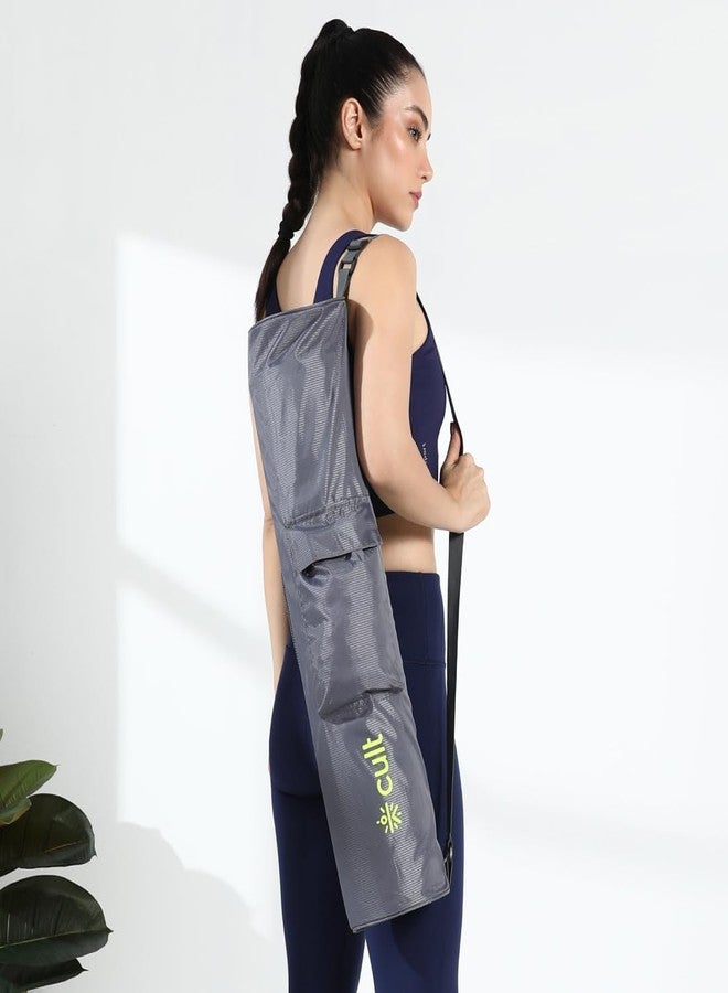 CULT Yoga Mat Carry Bag - Durable Polyester with Adjustable Shoulder Strap, Side Utility Pocket & Mesh Bottle Holder, Water-Resistant, Lightweight & Portable Cover - Fits Yoga Mats up to 6mm - Grey - Image 2