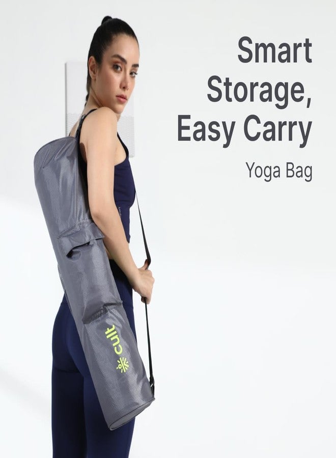 CULT Yoga Mat Carry Bag - Durable Polyester with Adjustable Shoulder Strap, Side Utility Pocket & Mesh Bottle Holder, Water-Resistant, Lightweight & Portable Cover - Fits Yoga Mats up to 6mm - Grey - Image 3