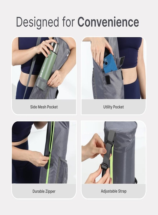 CULT Yoga Mat Carry Bag - Durable Polyester with Adjustable Shoulder Strap, Side Utility Pocket & Mesh Bottle Holder, Water-Resistant, Lightweight & Portable Cover - Fits Yoga Mats up to 6mm - Grey - Image 5