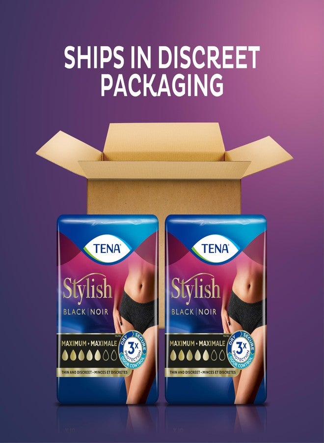 TENA Stylish Black Incontinence Cotton Underwear for Women, Maximum Absorbency, XLarge, 28 ct (2 Packs of 14) - Image 2