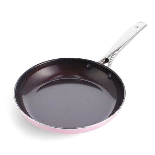 Blue Diamond Cookware 10 Frying Pan Skillet Diamond Infused Healthy Ceramic Nonstick PFAS and PFOAFree Dishwasher and Oven Safe Even Heating Metal Utensil Safe Warp Control Base Pink
