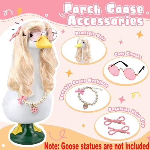 ZYIDBNG Porch Goose Spring Outfits Wigs Blonde 1 Pack Porch Goose Princess Outfits with Blonde Long Wigs Princess Style Outdoor Decor for Lawn Goose Statues - Image 4