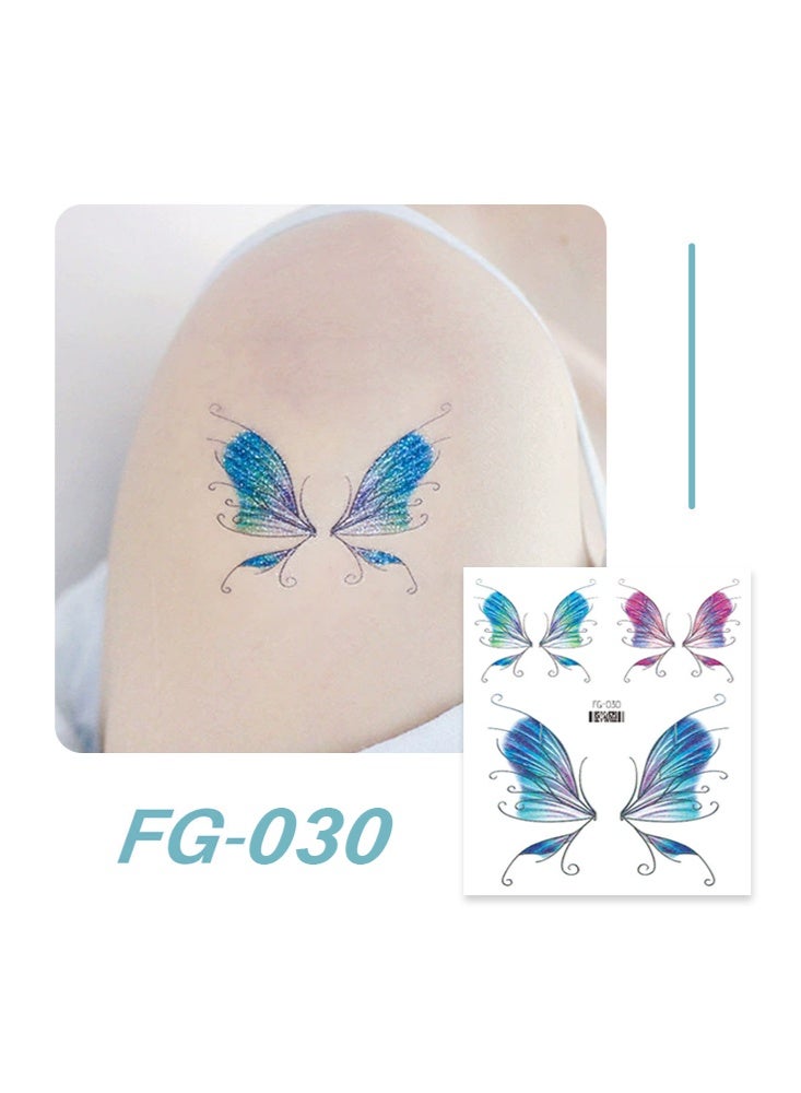 rocooart 4 Temporary Tattoos Butterfly Glitter Tattoo Face Body Sticker Water Transfer Angel Wings Tattoos Waterproof Stickers for Music Festival Ball Party Cosplay - Image 3