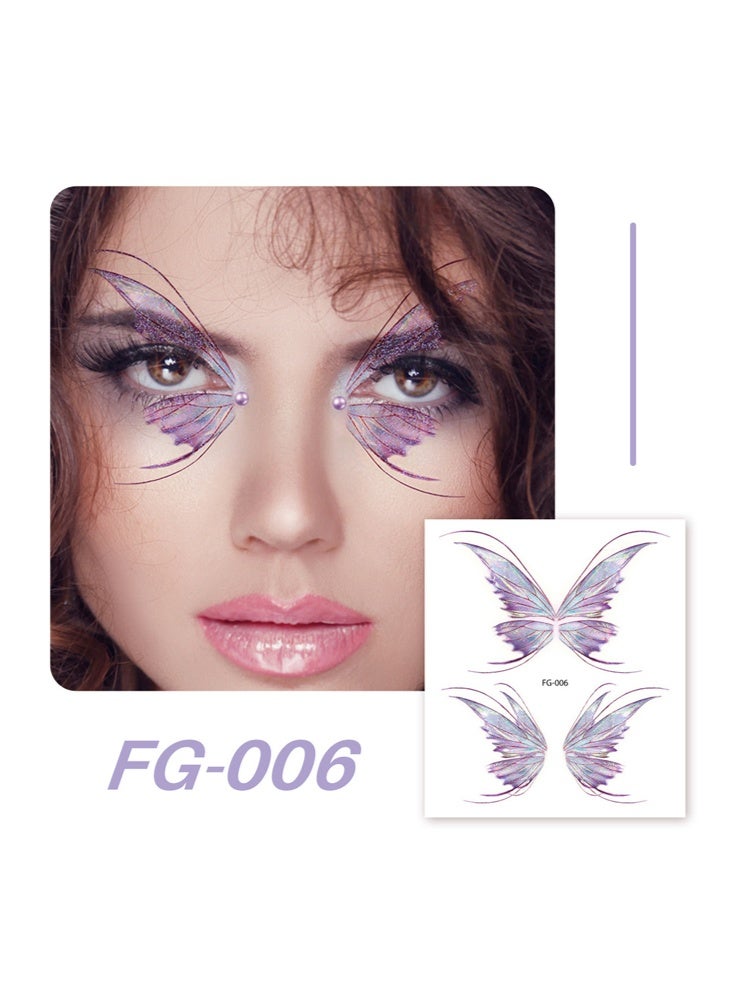 rocooart 4 Temporary Tattoos Butterfly Glitter Tattoo Face Body Sticker Water Transfer Angel Wings Tattoos Waterproof Stickers for Music Festival Ball Party Cosplay - Image 2