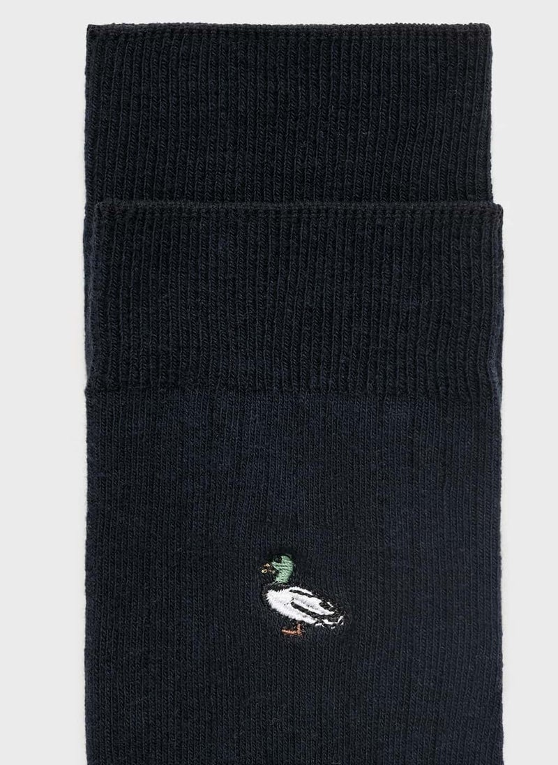 Mango Man Embroidered Cotton Socks  - Image 2