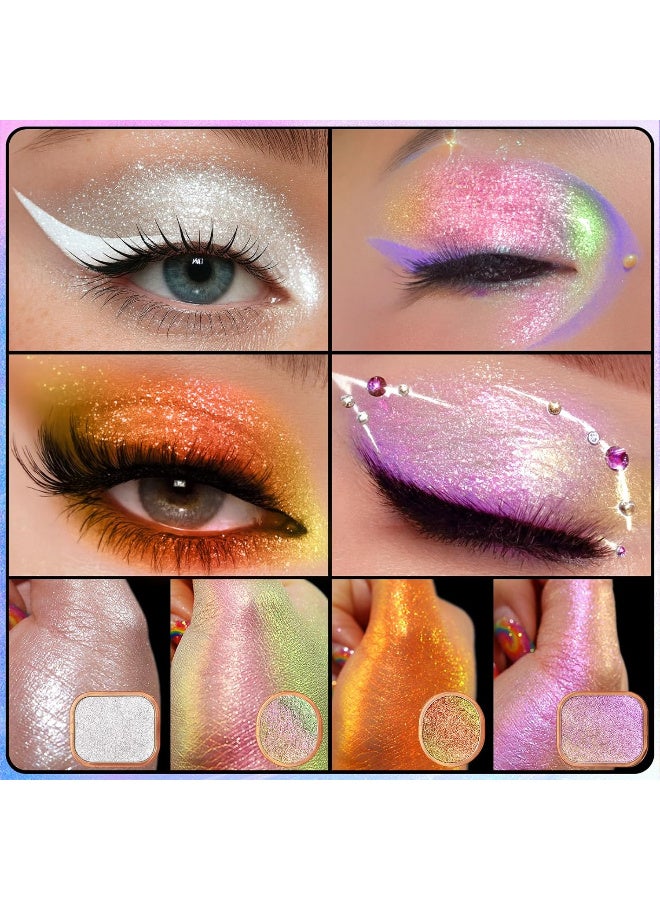 Ucanbe Chameleon Shimmer Eyeshadow Makeup Palette, 4 Colors Metallic Glitter Multichrome Eye Shadow Pallet, High Pigmented Creamy Sparkling Duo Chrome Multidimensional Eye Make Up Kit - Image 3
