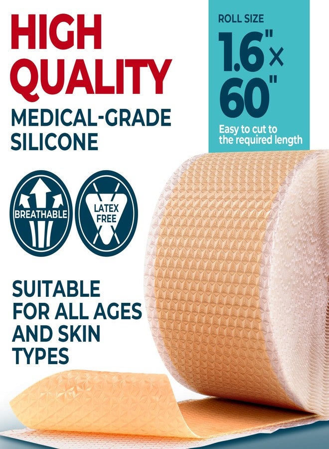 MYHELP Medical Grade Silicone Scar Tape - 1.6”x60” - Visible Difference on Surgical & Keloid Scars - Reusable Silicone Scar Sheets - Easy to Use Silicone Tape for Scars - Image 4