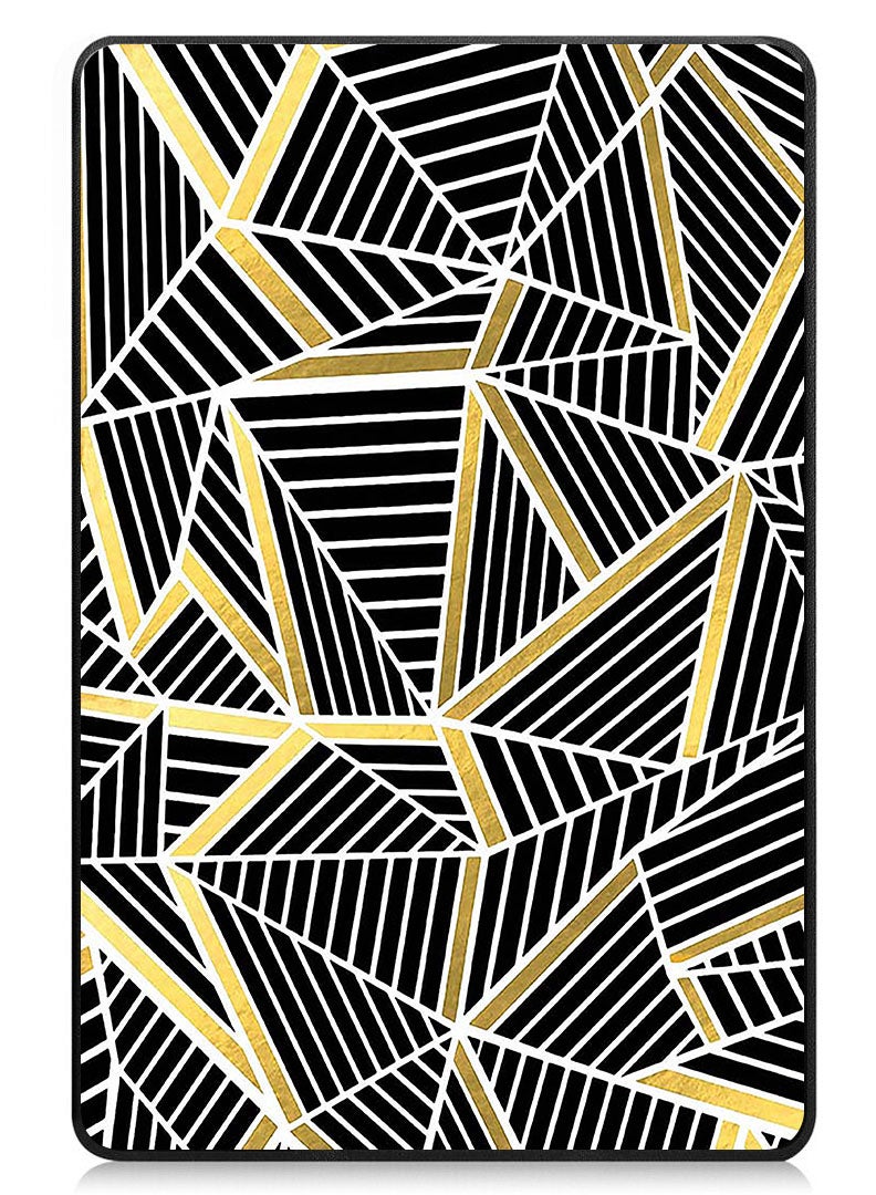 Theodor Protective Flip Case For Lenovo Tab M11 (2024) With Trifold Stand Auto Wake Sleep Shockproof Cover Black and golder lines pattern - Image 1