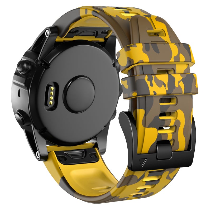 S-TOP For Garmin Fenix 7X Camouflage Silicone Watch Band(Yellow) - Image 2