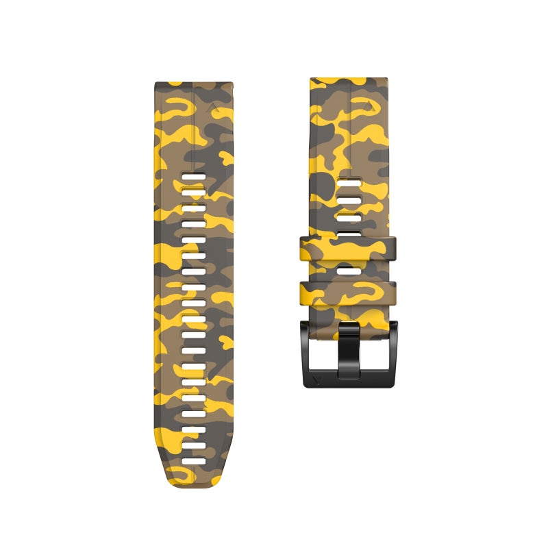 S-TOP For Garmin Fenix 7X Camouflage Silicone Watch Band(Yellow) - Image 3