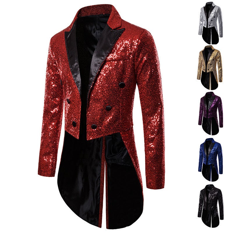 Men'S Suit Tuxedo Banquet Nightclub Performance Sequins Fashion Design Men'S Coat - Image 3