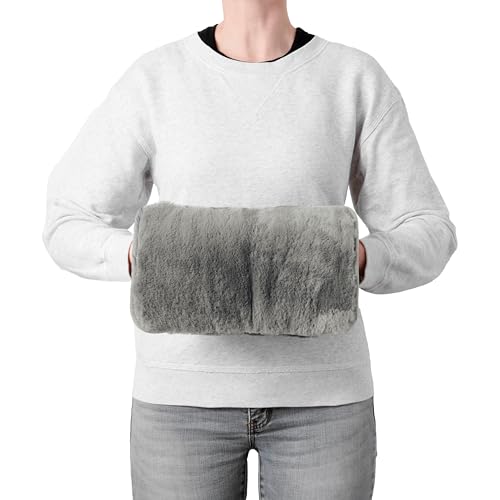 Brookstone Faux Fur Hand Warmer - Soothe Cold Hand Muff with Microwavable Gel Pack for Long Lasting Heat - Cozy Sherpa & Plush Lining for Ultimate Comfort - for Women & Men - Charcoal - Image 1