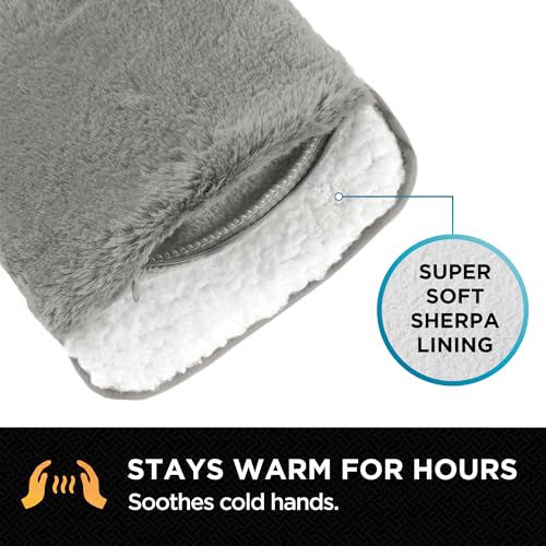 Brookstone Faux Fur Hand Warmer - Soothe Cold Hand Muff with Microwavable Gel Pack for Long Lasting Heat - Cozy Sherpa & Plush Lining for Ultimate Comfort - for Women & Men - Charcoal - Image 4