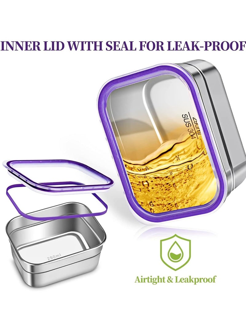 Kids School Stainless Steel Lunch Box Insulated Bento Lunch Box with Storage Bag 3 Compartments Divided Lunch Container with Lid  (Purple 1260ML) - Image 4