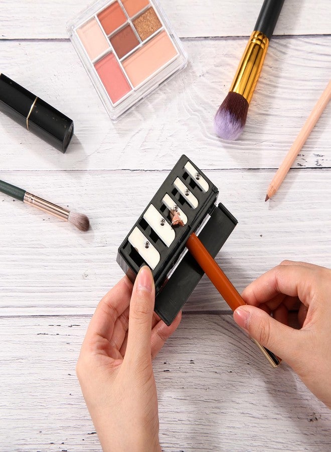 Honoson 2 Pcs 5 Hole Cosmetic Long Point Manual Pencil Sharpener with Plastic Lid Makeup Eyeliner Pencil Sharpener(Black) - Image 4