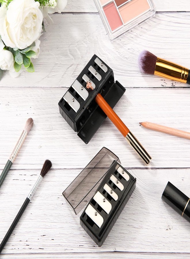 Honoson 2 Pcs 5 Hole Cosmetic Long Point Manual Pencil Sharpener with Plastic Lid Makeup Eyeliner Pencil Sharpener(Black) - Image 5