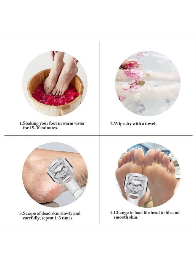 BEINY Stainless Steel Callus Shaver Pedicure Dead Hard Skin Remover Heel Razor Wooden Handle Cutter with Skin Rub & 10 Blades for Foot Care, Removing Solid, Cracked Skin Cells - Image 5