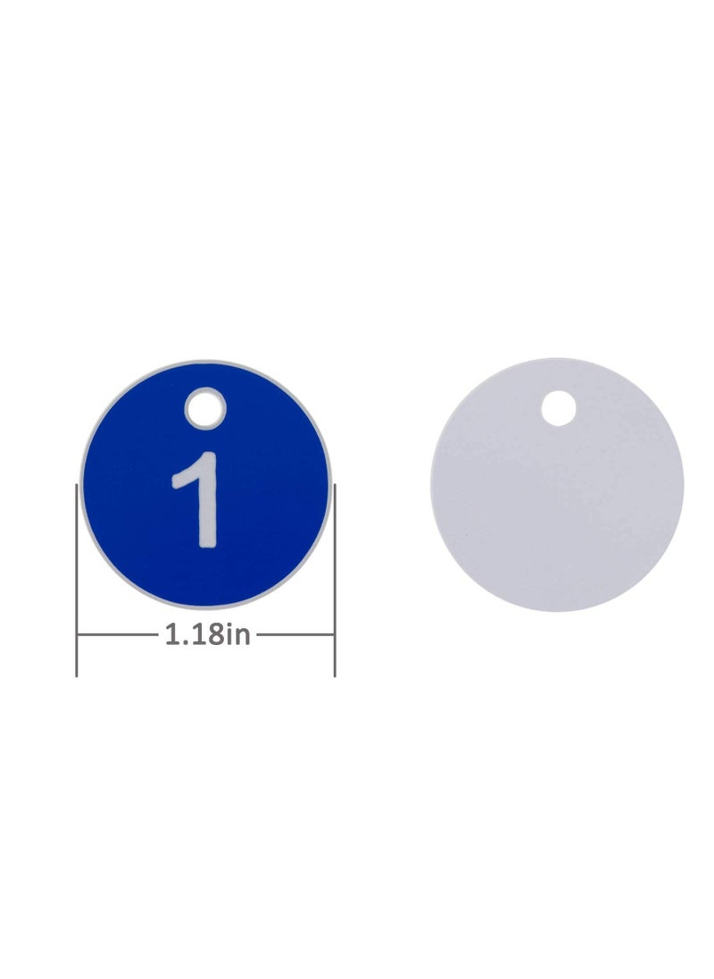 Peachjoy - Plastic ID Number Tags, Engraved Tags Key Tags Without Key Rings for Locker Dorm Hotel Bar Restaurant Club Restaurant Table Numbers (1-50, Blue) - Image 1