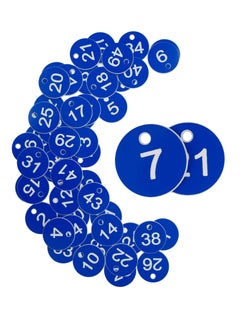 Plastic ID Number Tags, Engraved Tags Key Tags Without Key Rings for Locker Dorm Hotel Bar Restaurant Club Restaurant Table Numbers (1-50, Blue)