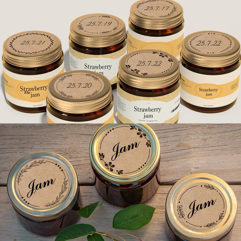 STARLIBOO 2" Brown Label Stickers for Jars and Lids, Kraft Sticker Labels for Pantry, Mason Jars, Canning, Bottles, 6 Different Drawn Wreath Designs, Kraft Paper/ 500pcs - Image 4
