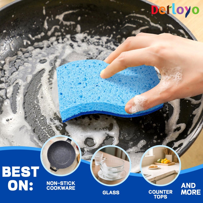 derloyo 12 Count Non-Scratch Dish Sponges Kitchen, Long Lasting Cleaning Sponges for Dishes,Dual Sided Kitchen Sponges, Cleans Fast Without Scratching, Easy to Dry and Reusable-Blue - Image 5