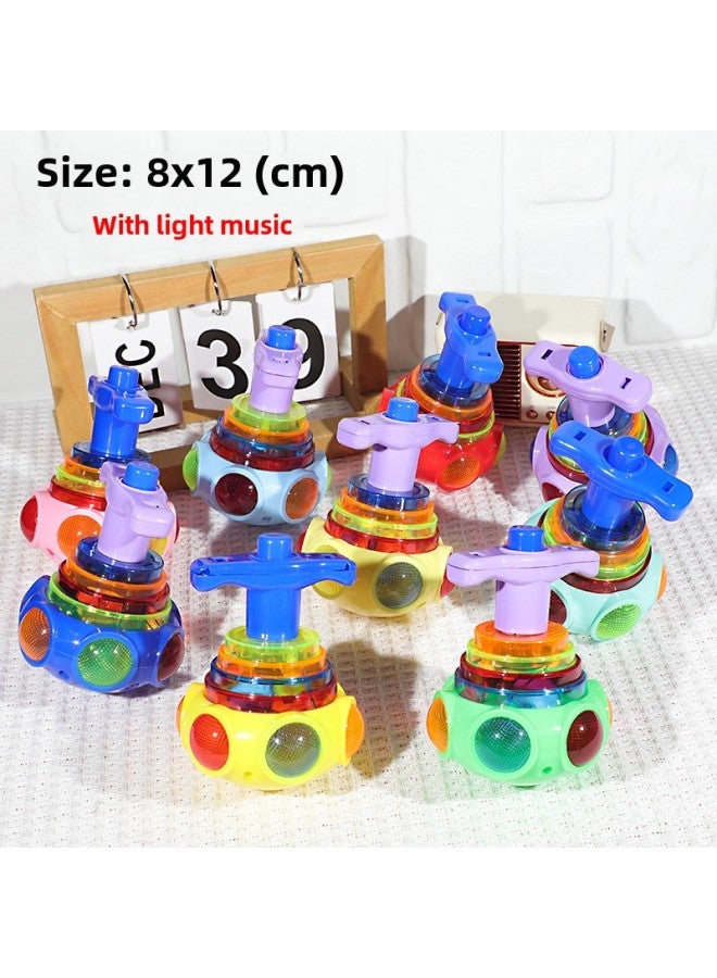 Children's Luminous Lotus Gyro Toy Strawberry Gyro Launch Kindergarten Baby Gift Stall Small Toys Wholesale-Color:Glossy Ufo Light Music Gyro - Random Color  - Image 1