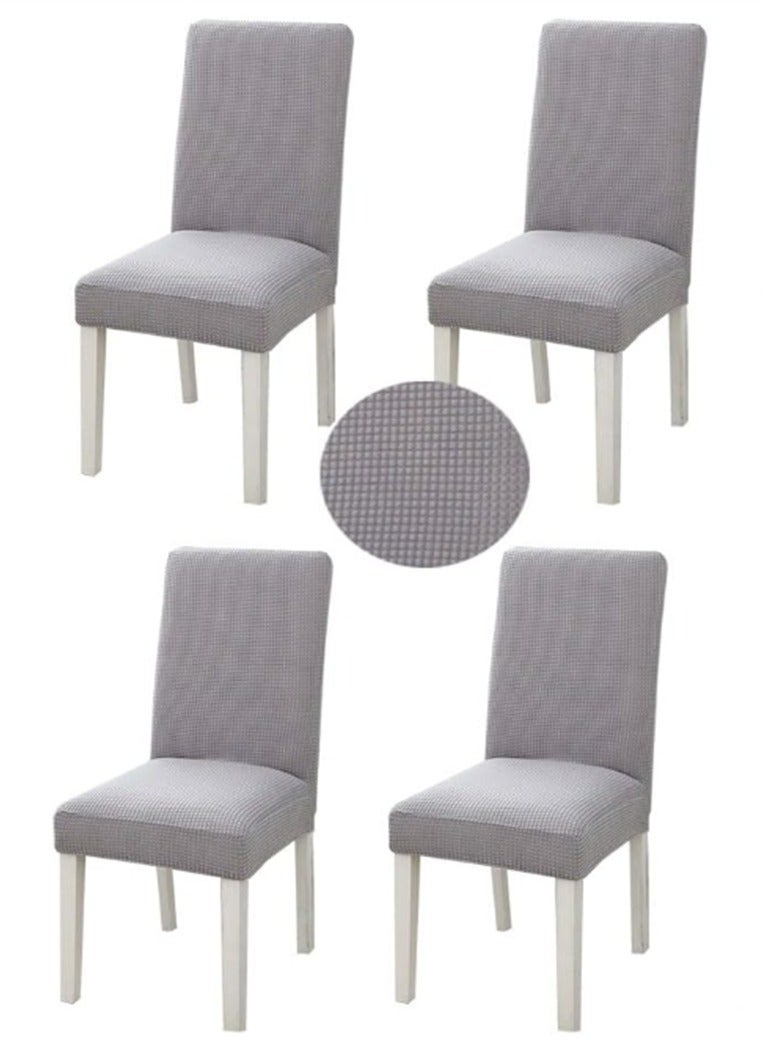 4 Pack Chair Covers, Stretch Spandex Universal Removable Seat Protector Covers, Washable Chair Seat Slipcovers for Home Kitchen Ceremony Wedding Banquet Hotel and Party (Grey, 4 Pack) - Image 1