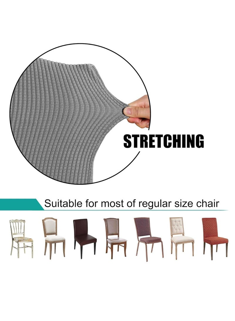 4 Pack Chair Covers, Stretch Spandex Universal Removable Seat Protector Covers, Washable Chair Seat Slipcovers for Home Kitchen Ceremony Wedding Banquet Hotel and Party (Grey, 4 Pack) - Image 3
