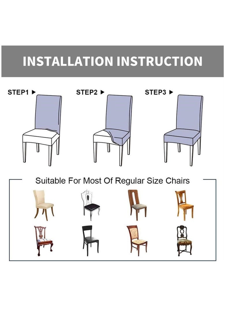4 Pack Chair Covers, Stretch Spandex Universal Removable Seat Protector Covers, Washable Chair Seat Slipcovers for Home Kitchen Ceremony Wedding Banquet Hotel and Party (Grey, 4 Pack) - Image 5
