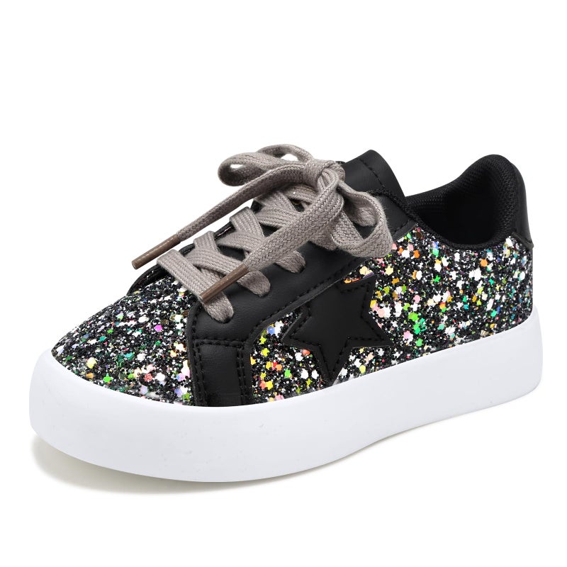 Qimaoo Girls Sneakers Glitter Tennis Shoes Lightweight Non-Slip Running Walking Shoes for Toddler/Little Kid/Big Kid - Image 1