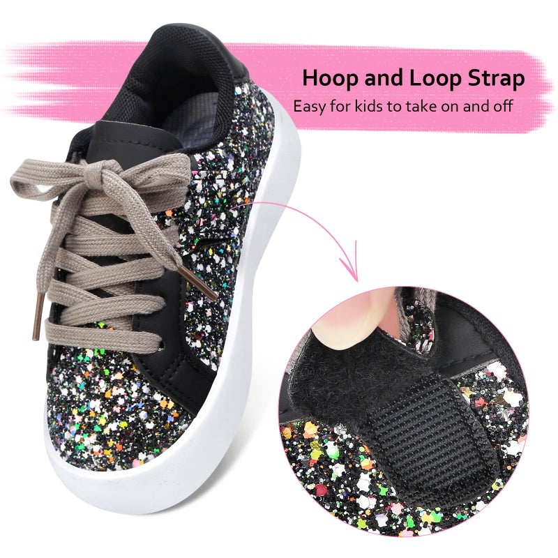 Qimaoo Girls Sneakers Glitter Tennis Shoes Lightweight Non-Slip Running Walking Shoes for Toddler/Little Kid/Big Kid - Image 5