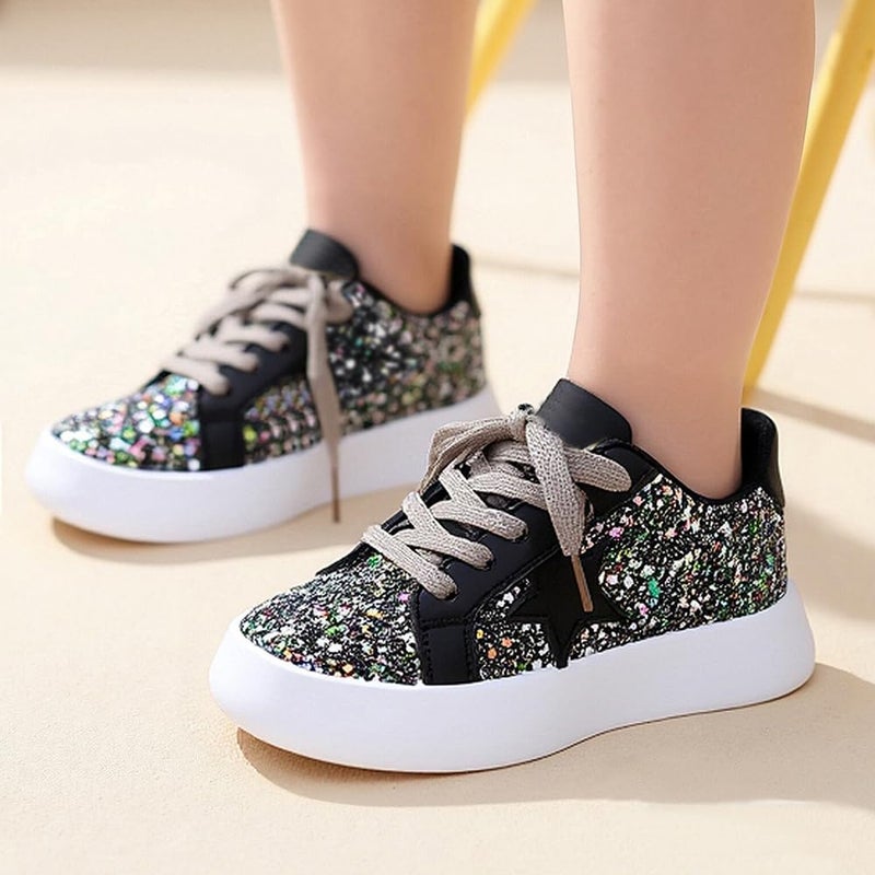 Qimaoo Girls Sneakers Glitter Tennis Shoes Lightweight Non-Slip Running Walking Shoes for Toddler/Little Kid/Big Kid - Image 3