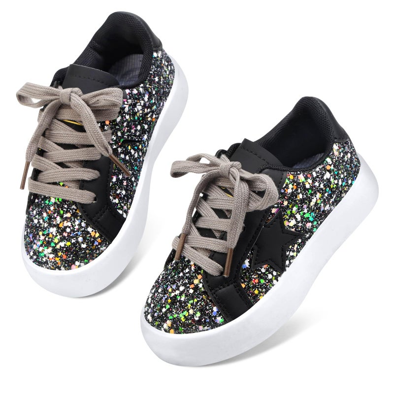 Qimaoo Girls Sneakers Glitter Tennis Shoes Lightweight Non-Slip Running Walking Shoes for Toddler/Little Kid/Big Kid - Image 4