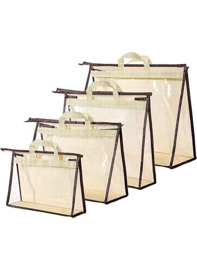 HOOKOR 4 Pack Handbag Dust Bags Clear Purse Storage Organizer for Closet, 4 Sizes Clear Purse Storage Organizer for Closet, Hanging Zipper Closet Organizers and Storage  - Image 1