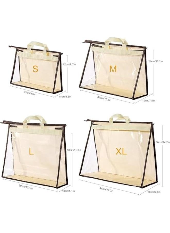 HOOKOR 4 Pack Handbag Dust Bags Clear Purse Storage Organizer for Closet, 4 Sizes Clear Purse Storage Organizer for Closet, Hanging Zipper Closet Organizers and Storage  - Image 2