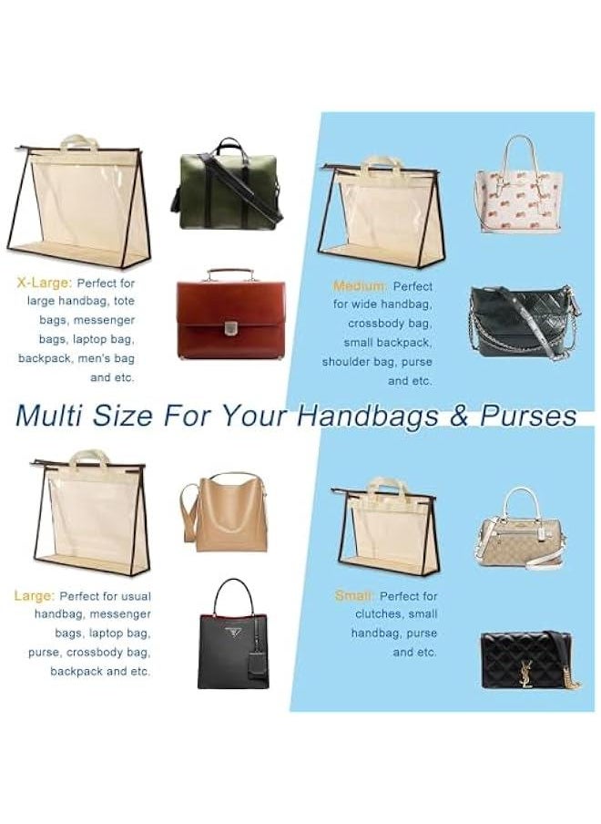 HOOKOR 4 Pack Handbag Dust Bags Clear Purse Storage Organizer for Closet, 4 Sizes Clear Purse Storage Organizer for Closet, Hanging Zipper Closet Organizers and Storage  - Image 3