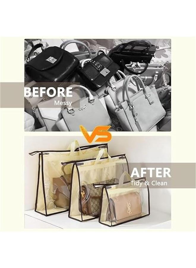 HOOKOR 4 Pack Handbag Dust Bags Clear Purse Storage Organizer for Closet, 4 Sizes Clear Purse Storage Organizer for Closet, Hanging Zipper Closet Organizers and Storage  - Image 5