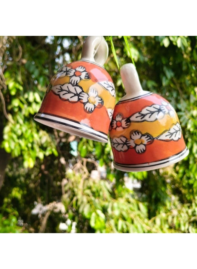 Shopping Shots Pack of 2 Hand-Painted Medium Size Ceramic Bells. (Height 4 inches) for Home, Wall, Garden, Temple Decor. Simply Awesome for Gifting Purpose - Image 3