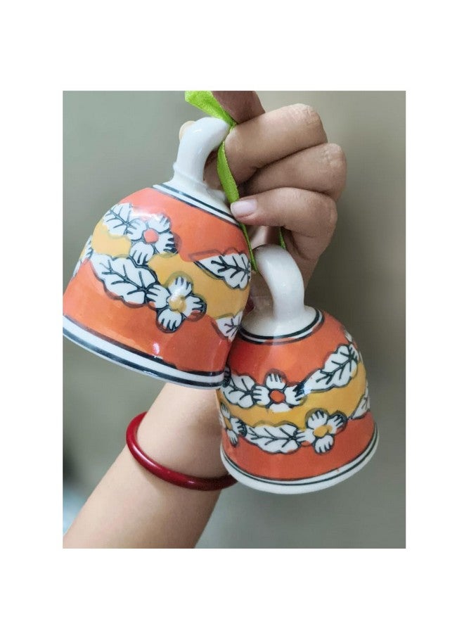 Shopping Shots Pack of 2 Hand-Painted Medium Size Ceramic Bells. (Height 4 inches) for Home, Wall, Garden, Temple Decor. Simply Awesome for Gifting Purpose - Image 4
