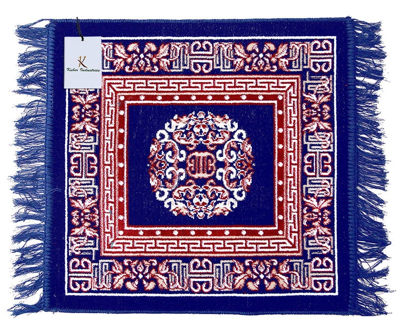 Kuber Industries 2 Pieces Velvet Prayer Mat/Aasan/Pooja Mat/Meditation Mat/Multipurpose Velvet Rug Mat 2 Ft X 2 Ft (Royal Blue) CTKTC33926 - Image 3