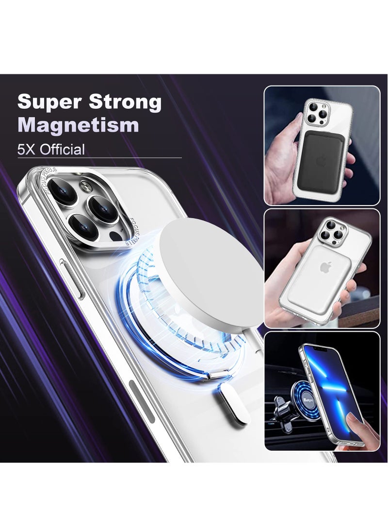 For iPhone 15 Pro Max Case with 360° Rotatable Magnetic Ring Stand, Compatible with Magsafe, Clear Anti-Yellowing Mobile Back Cover, 6.7 inch Slim Fit Phone Case - Image 4