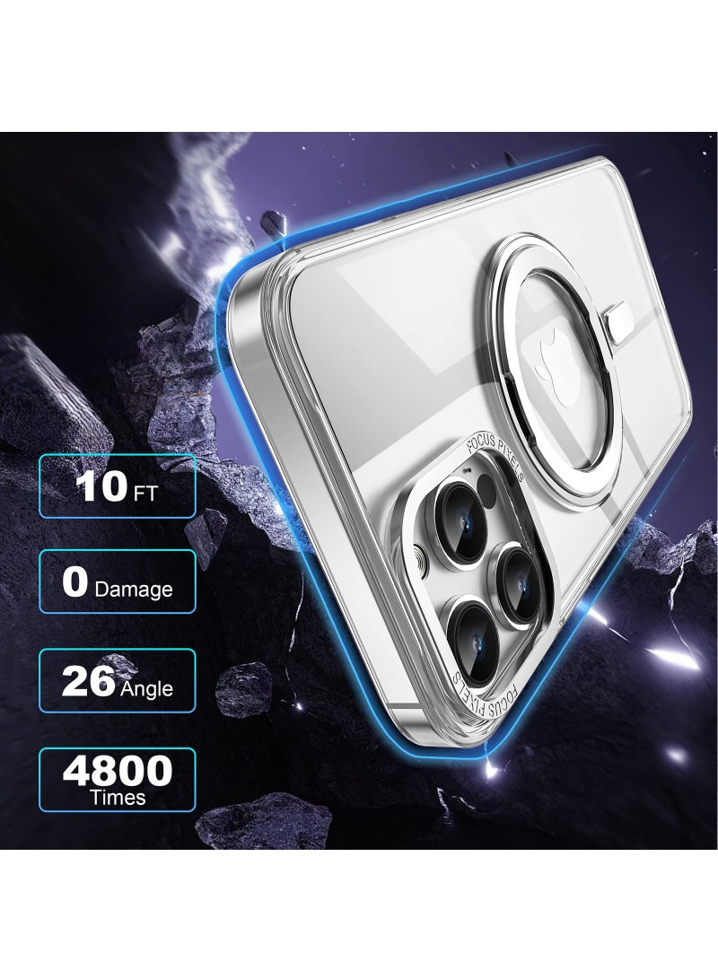 For iPhone 15 Pro Max Case with 360° Rotatable Magnetic Ring Stand, Compatible with Magsafe, Clear Anti-Yellowing Mobile Back Cover, 6.7 inch Slim Fit Phone Case - Image 5