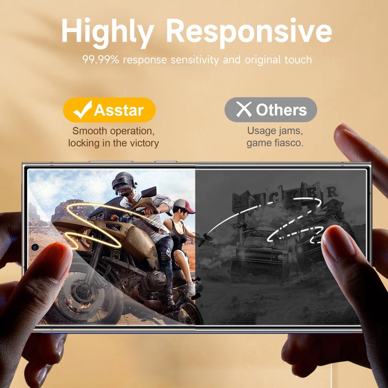 Asstar [2 Pack] Privacy Screen Protector for Samsung Galaxy S24 Ultra [Support 0.1S Fingerprint Unlock] 9H+ Tempered Glass [30Â°Anti-Spy] Upgrade Black Edge Protection,Easy Installation Accessories - Image 3
