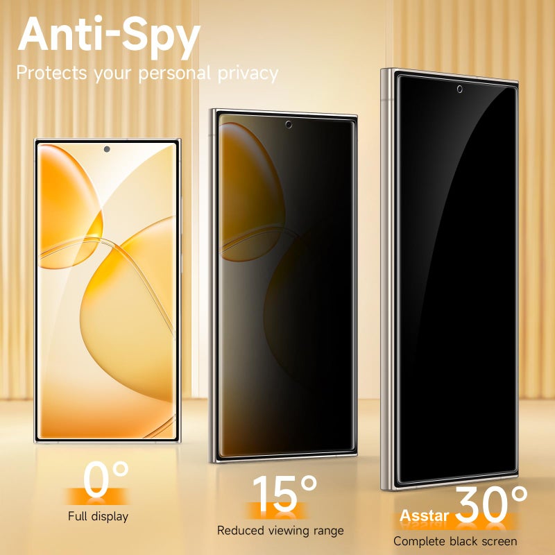 Asstar [2 Pack] Privacy Screen Protector for Samsung Galaxy S24 Ultra [Support 0.1S Fingerprint Unlock] 9H+ Tempered Glass [30Â°Anti-Spy] Upgrade Black Edge Protection,Easy Installation Accessories - Image 4
