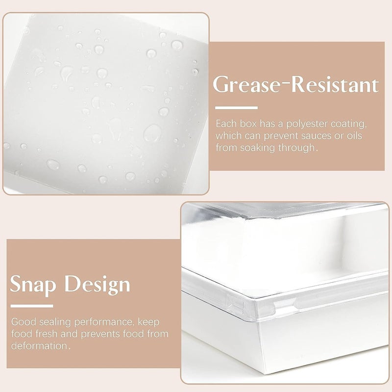 ZORRITA 50 Pack 5 Inch Paper Charcuterie Boxes with Clear Lids, Square To Go Cake Slice Containers Small Bakery Boxes for Dessert, Cookies, Sandwich, Strawberries (White) - Image 4