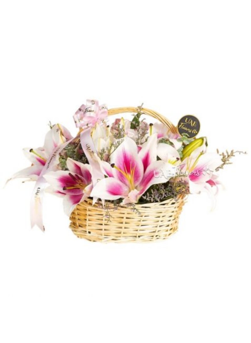 Pink Lily Charm Basket 